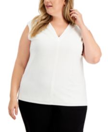 Plus Size V-Neck Hardware Top