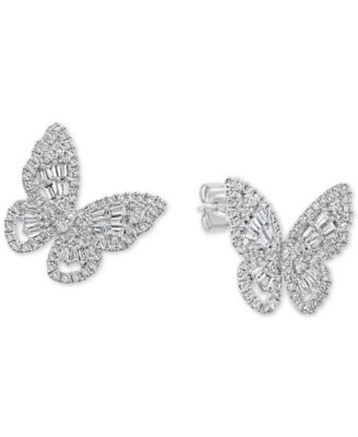 butterfly white gold earrings