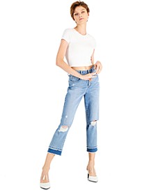Crepe Cropped T-Shirt, Created for Macy's
