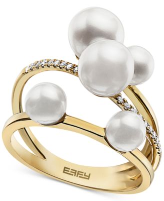 EFFY Collection - Cultured Freshwater Pearl (5-7 mm) & Diamond (1/10 ct. t.w.) Wrap Statement Ring in 14k Gold