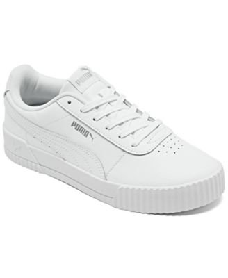 Puma Carina Leather Women's Sneakers, White/Silver, 7