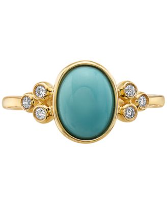 EFFY&reg; Turquoise & Diamond (1/10 ct. t.w.) Ring in 14k Gold