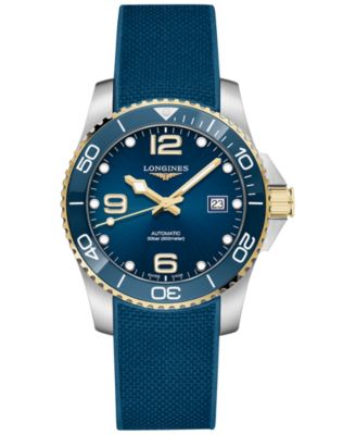 Longines - Men's Swiss Automatic HydroConquest Blue Rubber Strap Watch 41mm