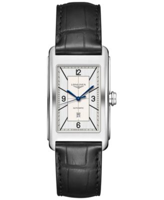 Longines - Women's Swiss Automatic DolceVita Black Leather Strap Watch 28x47mm