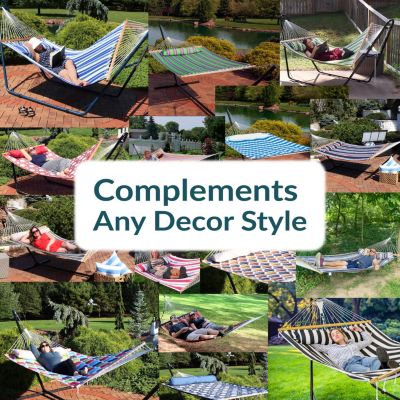 Sunnydaze Decor Two-Person Quilted Fabric Hammock with Spreader Bars - 450 lb Weight Capacity