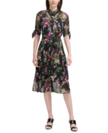 Floral-Print Chiffon Midi Dress