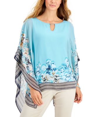 売れ筋商品|||ジェイエムコレクション カットソー トップス レディース Petite Printed Poncho Top, Exclusively at Macy's Eggnog Combo JM Collection Petite Poncho Top, Exclusively at Macy's - Macy's