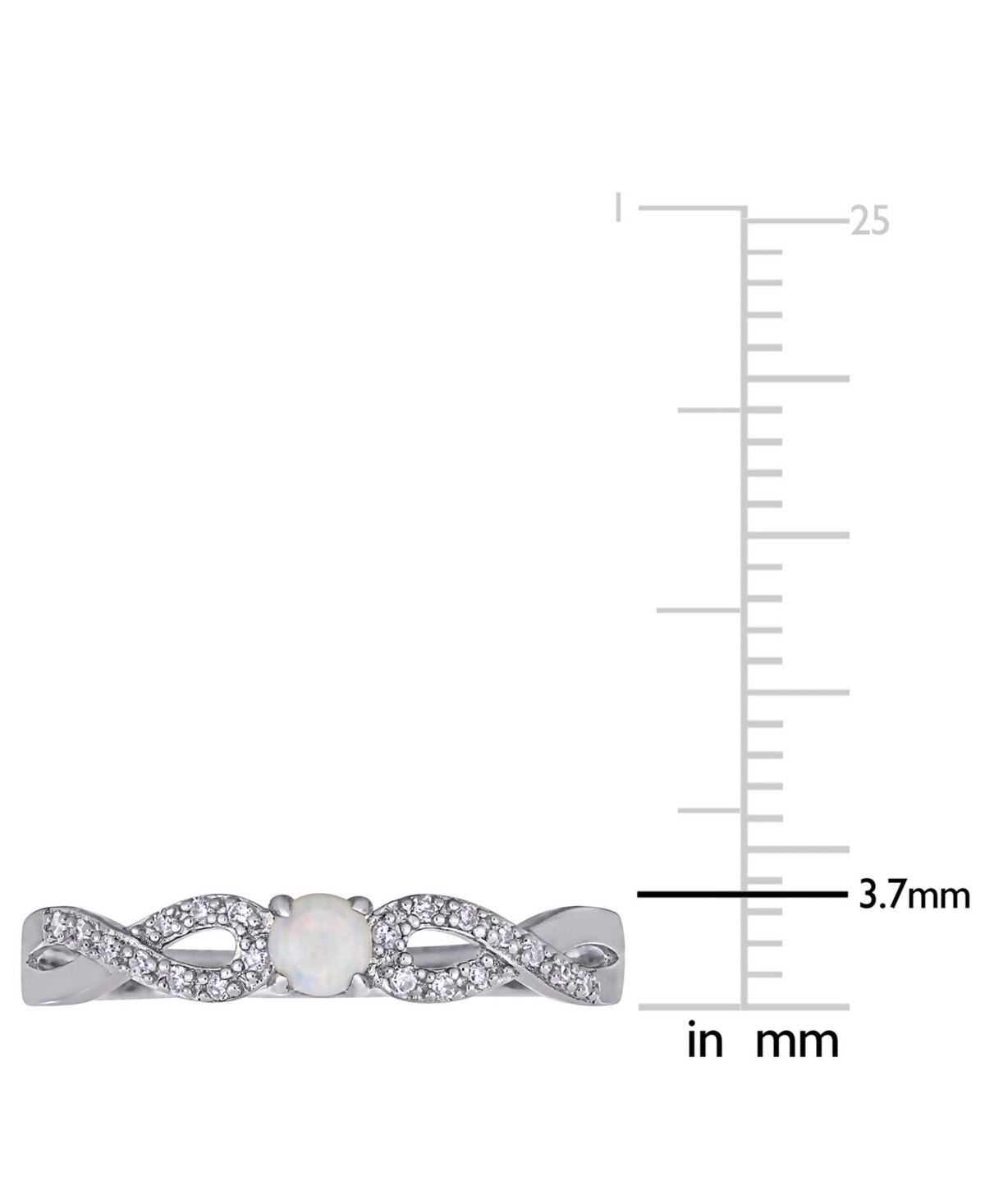 (1/10 ct. t.w.) and Diamond (1/10 ct. t.w.) Sterling Silver, Infinity Ring - Opal