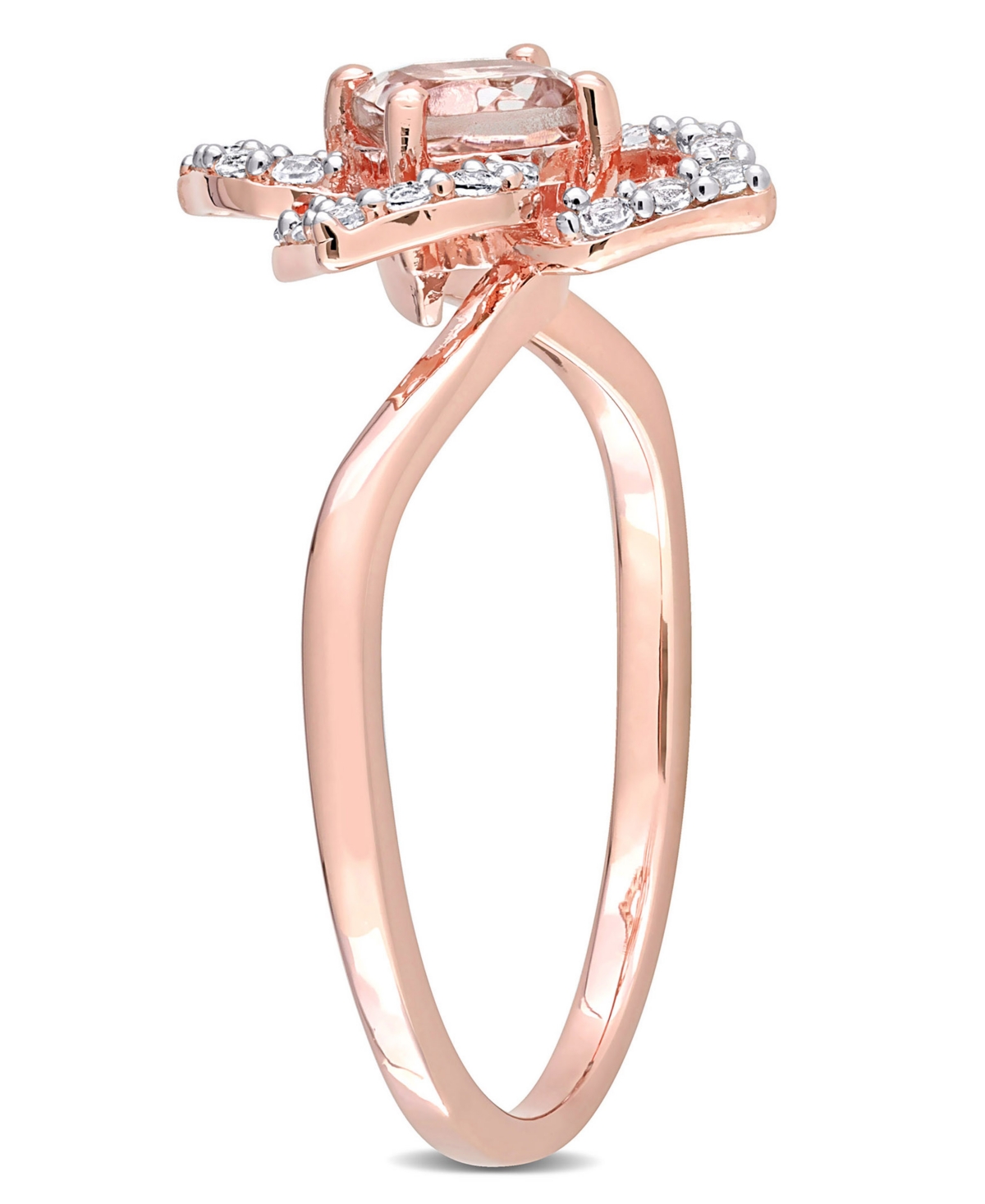 Morganite (1/2 ct. t.w.) and White Topaz (1/4 ct. t.w.) Rose Gold Plated Silver, Floral Ring