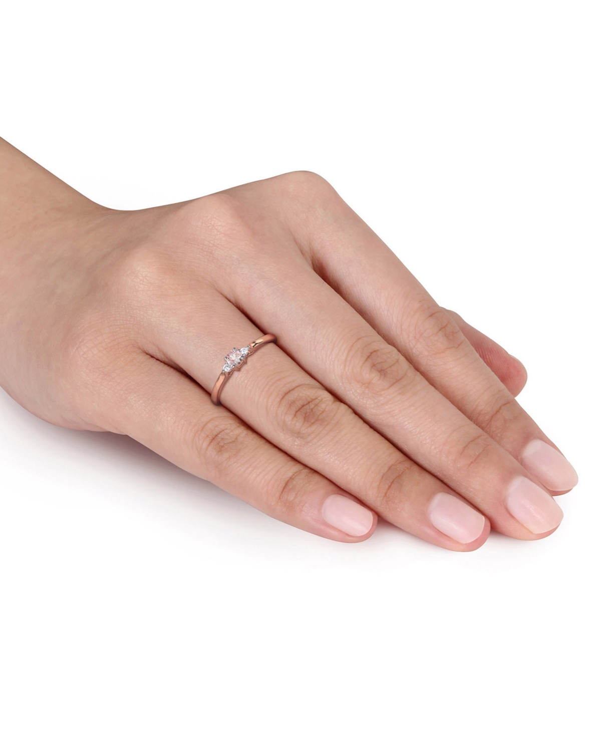 Morganite (1/6 ct. t.w.) and Diamond Accent in Rose Gold Plated Silver Ring