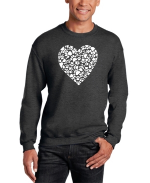 Men's Paw Prints Heart Word Art Crewneck Sweatshirt