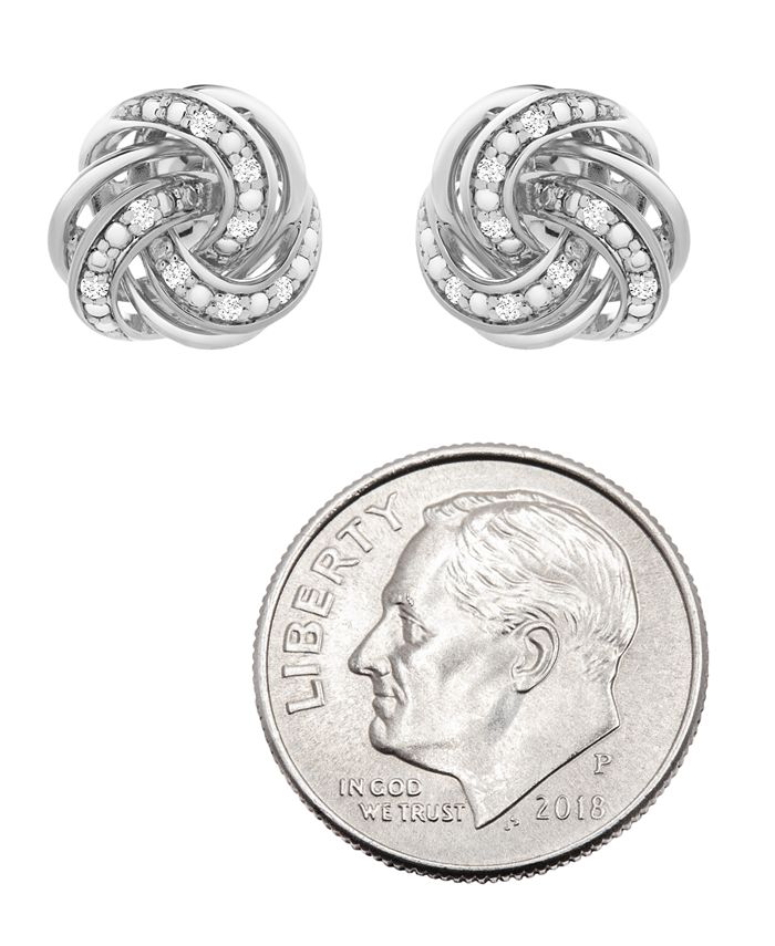 Macy's - Diamond Love Knot Stud Earrings (1/10 ct. t.w.) in Sterling Silver