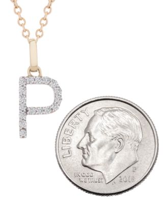 Diamond Initial Pendant Necklace (1/10 ct. t.w.) in 14k Gold, 17" + 1" Extender