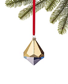 Midnight Blue Glass Blue and Gold-Tone Diamond Drop Ornament, Created for Macy's