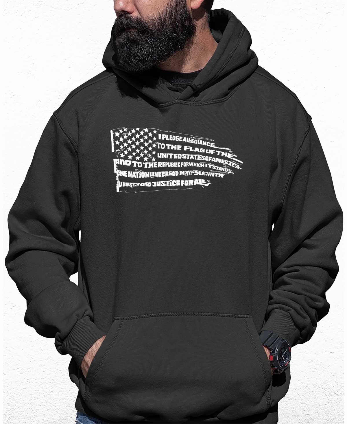 Men's Pledge of Allegiance Flag Word Art Hooded Sweatshirt