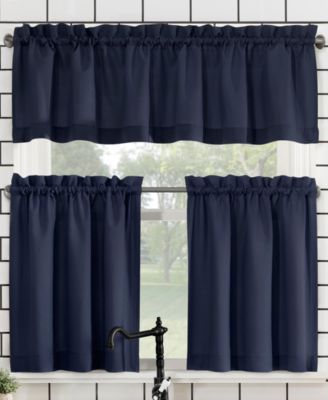 Martine Microfiber Semi-Sheer Rod Pocket Kitchen Curtain Valance and Tiers Set