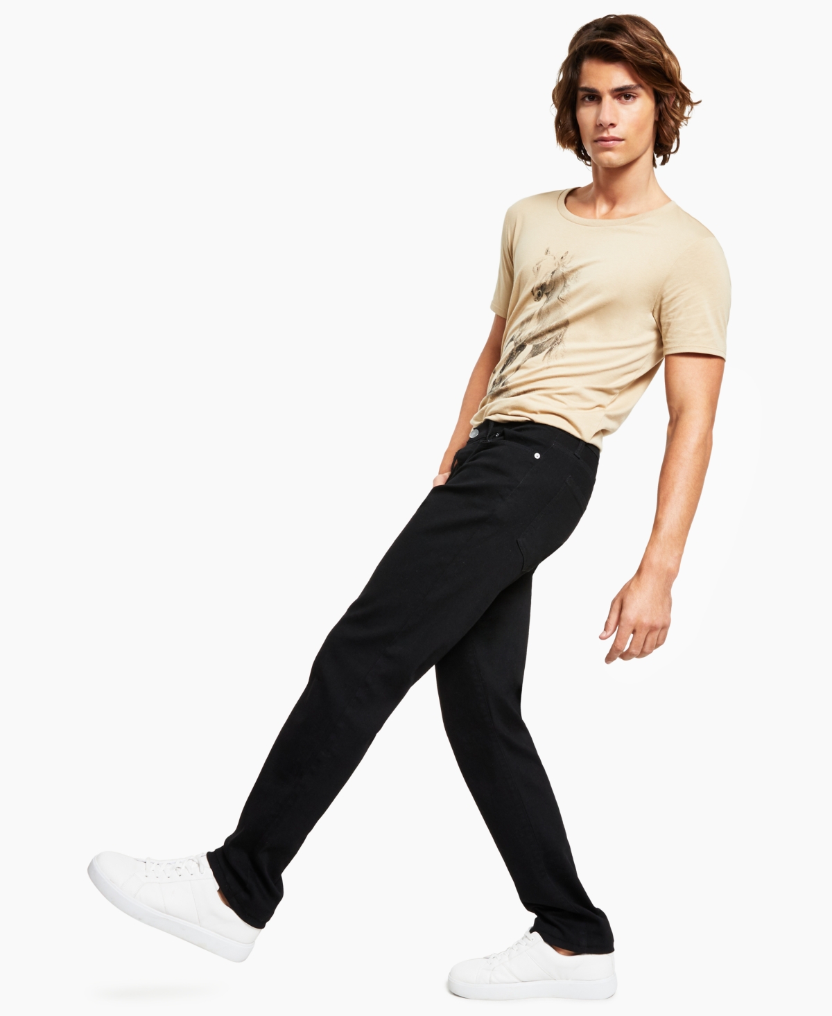 Men's Straight-Fit Stretch Jeans - Black Rinse