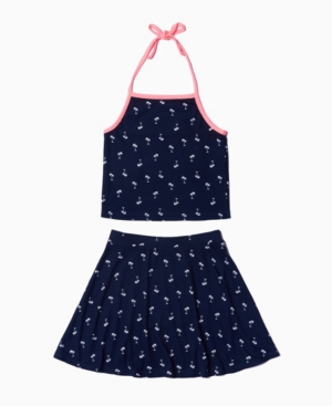 Big Girls All Over Print Halter Top and Skirt Set