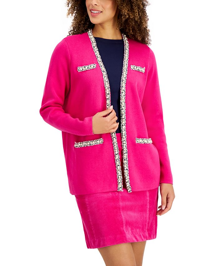 Charter Club Cotton Embellished Completer Cardigan, Created for Macy's