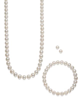 pearl necklace bracelet set