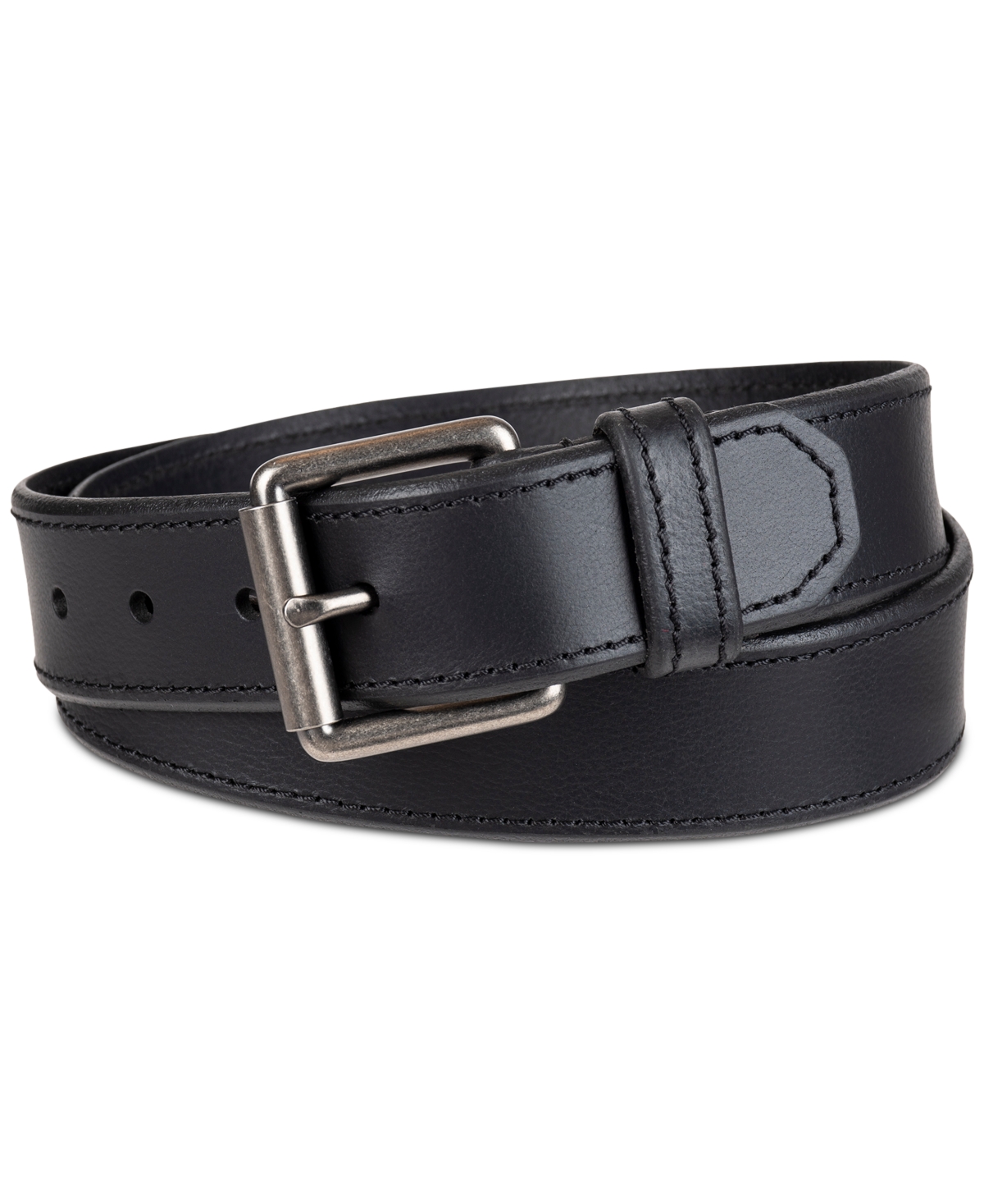 Men's Beveled-Edge Leather Belt - Black