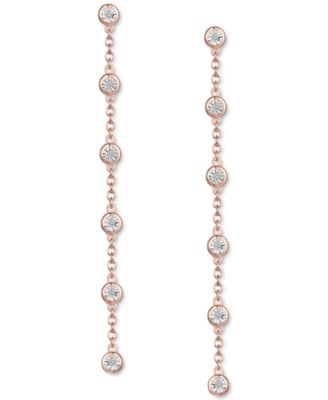 Diamond Bezel Linear Drop Earrings (1/10 ct. t.w.) in Sterling Silver, 14k Gold-Plated Sterling Silver or 14k Rose Gold-Plated Sterling Silver 