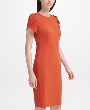 Calvin Klein Textured Sheath Dress in Orange
