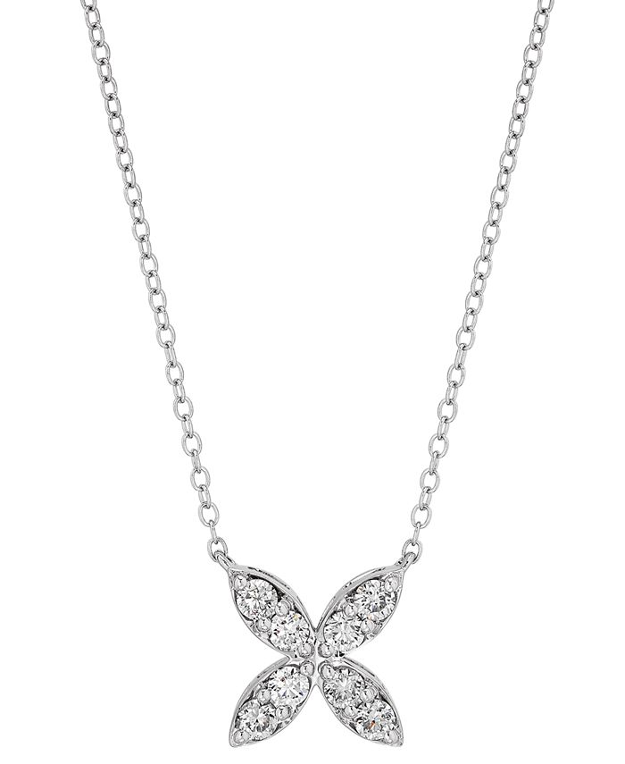 Forever Grown Diamonds - Lab-Created Diamond Flower 18" Pendant Necklace (1/2 ct. t.w.) in Sterling Silver