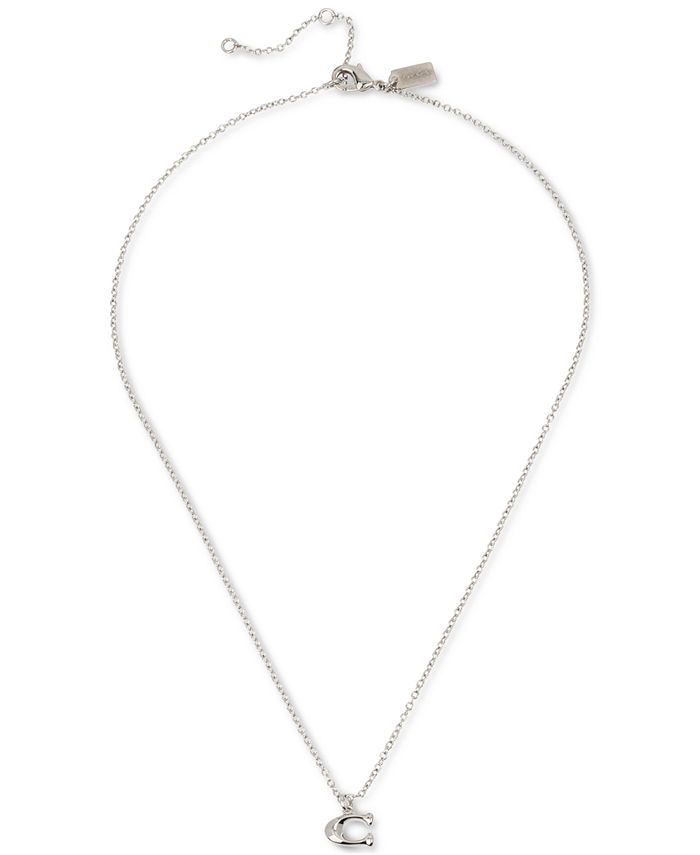 COACH Silver-Tone Signature C Charm Starter Chain Link Pendant Necklace,  16