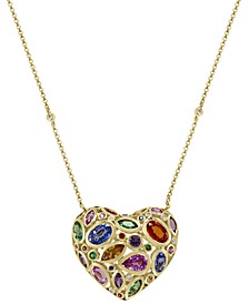 EFFY® Multi-Gemstone (4 ct. t.w.) & Diamond (1/20 ct. t.w.) Heart 18" Necklace in 14k Gold