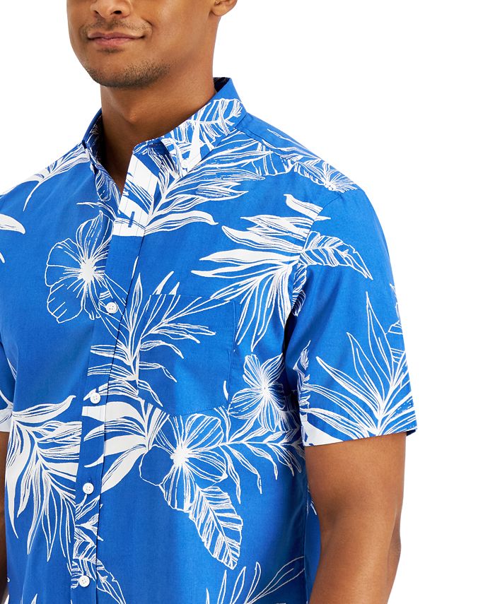 Club Room Men's Regular-Fit Tropical Leaf-Print Shirt, Created for Macy ...