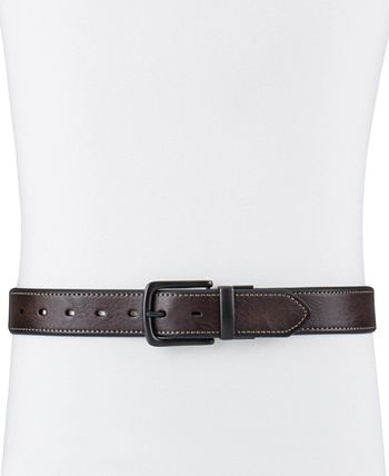 LOUIS STITCH Men Reversible Belt with Tang-Buckle Closure For Men (Silver, 44)