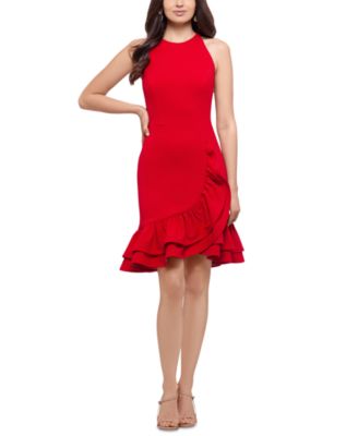 Betsy & Adam Ruffled Scuba Crepe Fit & Flare Dress - Macy's