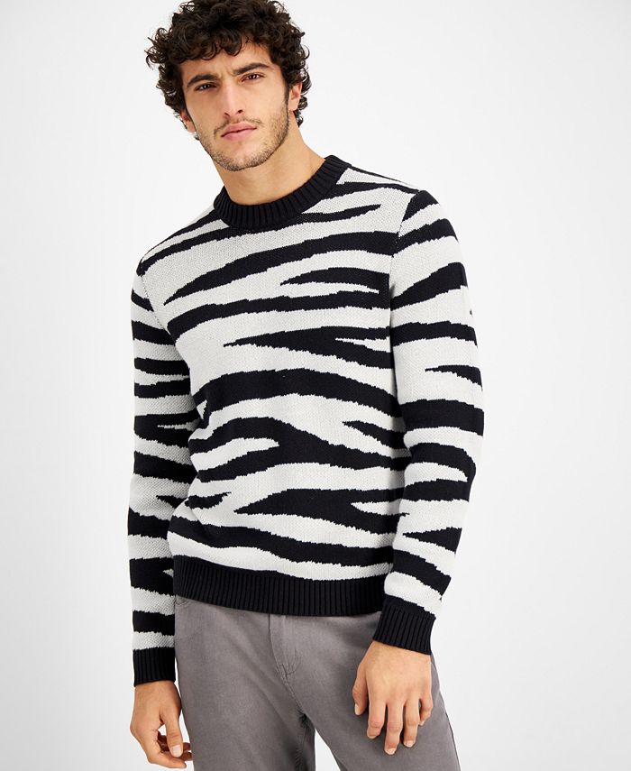 Inc International Concepts Men S Zebra Stripe Sweater Created For Macy S Macy S