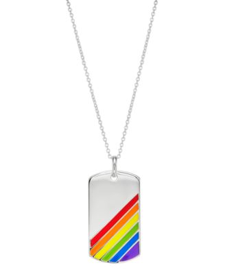 Macy's - Pride Rainbow Dog Tag 22" Pendant Necklace in Sterling Silver