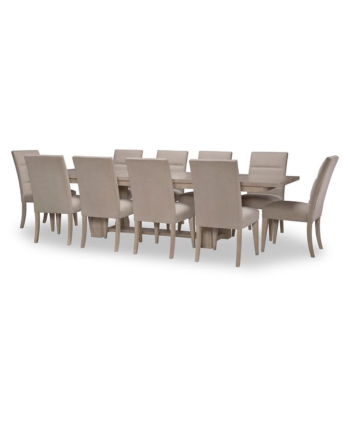 Furniture - Milano 11pc Dining Set(Table & 10 Upholstered Back Side Chairs)