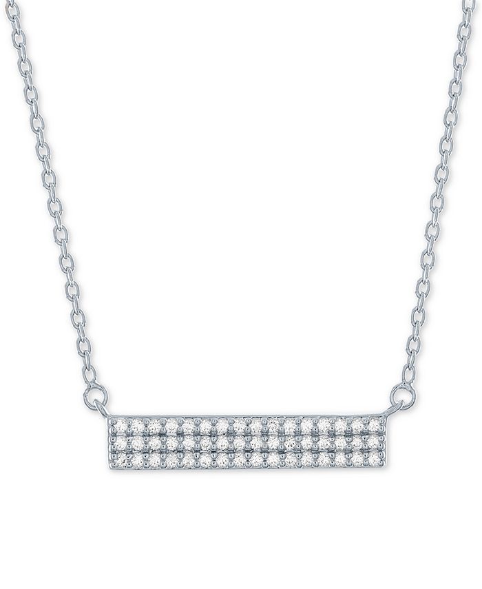 Forever Grown Diamonds - Lab-Created Diamond Cluster Bar Necklace (1/4 ct. t.w.) in Sterling Silver, 16" + 2" extender