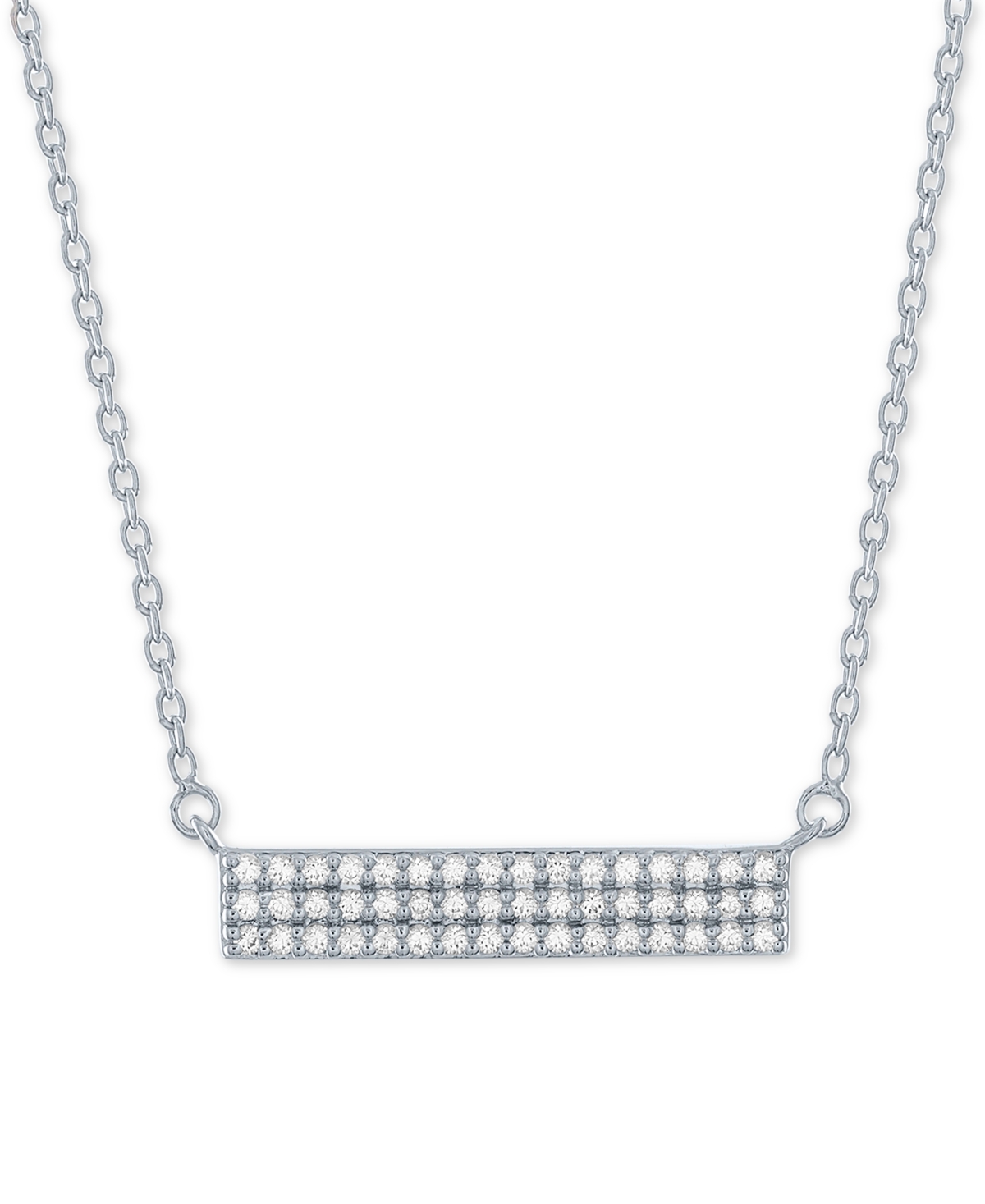 Lab-Created Diamond Cluster Bar Necklace (1/4 ct. t.w.) in Sterling Silver, 16" + 2" extender - White
