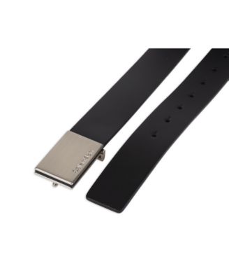 Men's Casual Belt with Engraved Plaque Buckle