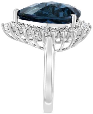 EFFY&reg; London Blue Topaz (12-3/4 ct. t.w.) & Diamond (1/5 ct. t.w.) Ring in 14k White Gold