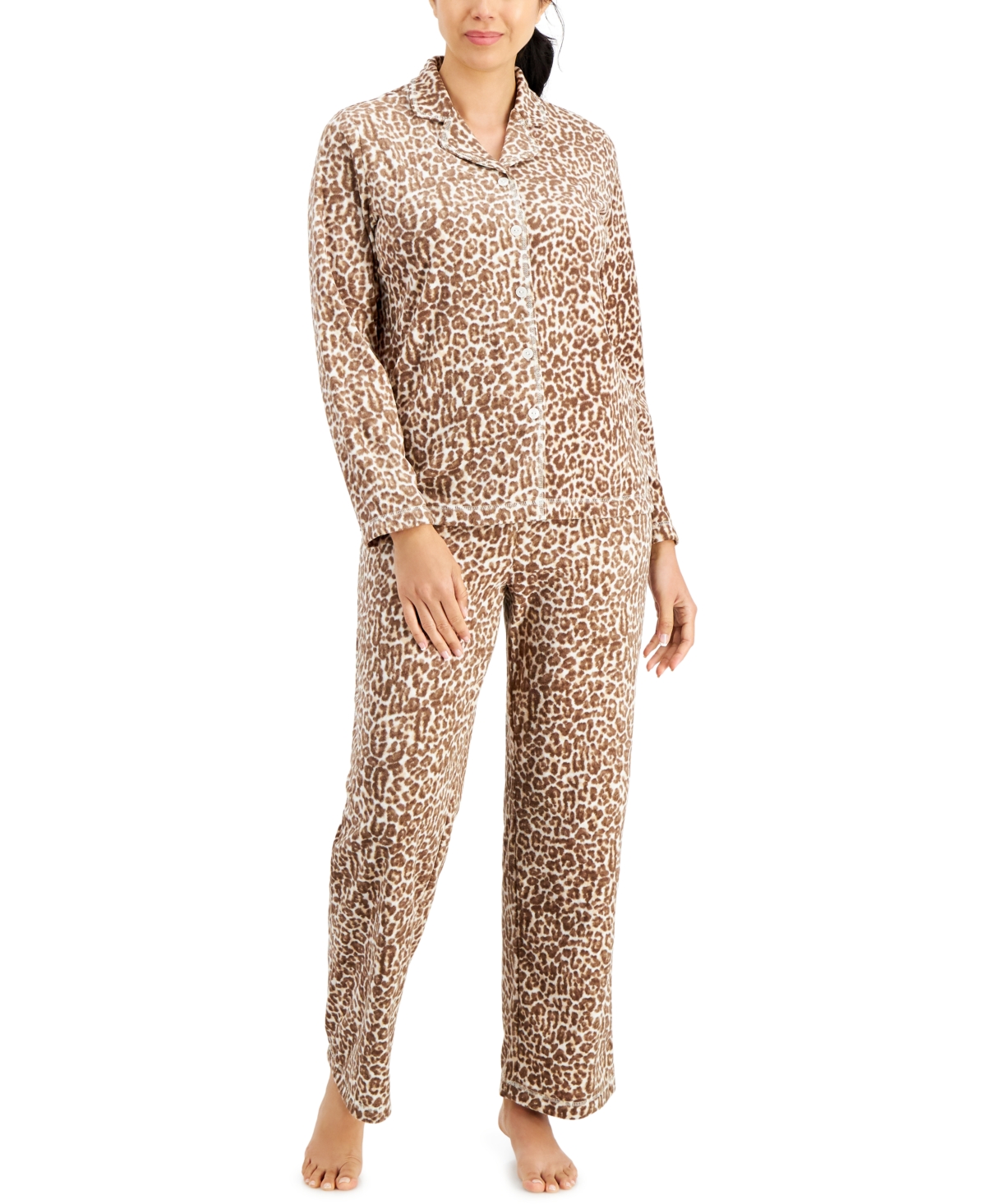 Charter Club Lace-Trim Printed Pajama Set, Created For Macy's - ShopStyle