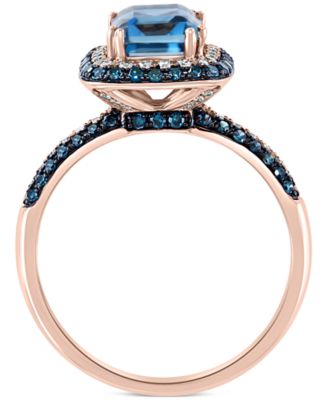 EFFY&reg; London Blue Topaz (2-1/5 ct. t.w.) & Diamond (1/2 ct. t.w.) Statement Ring in 14k Rose Gold