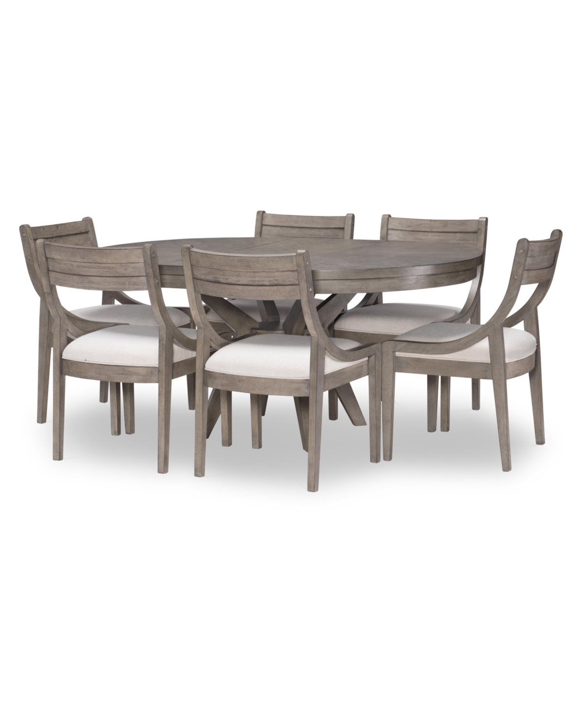 Macy's Greystone Ii 7pc Dining Set (round Table & 6 Side Chairs)