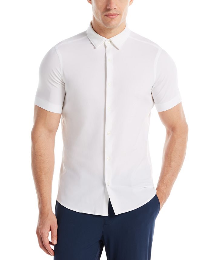 Perry Ellis Men's Motion SlimFit Stretch Cross Hatch Short Sleeve