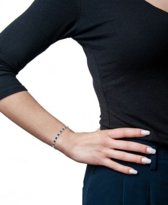 Sapphire (3-3/8 ct. t.w.) & Diamond (1/10 ct. t.w.) Link Bracelet in Sterling Silver