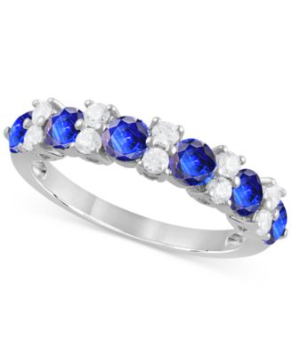 Macy's - Emerald (1-1/5 ct. t.w.) & Diamond (1/3 ct. t.w.) Stacking Band in 14k White Gold (Also in Ruby & Sapphire)