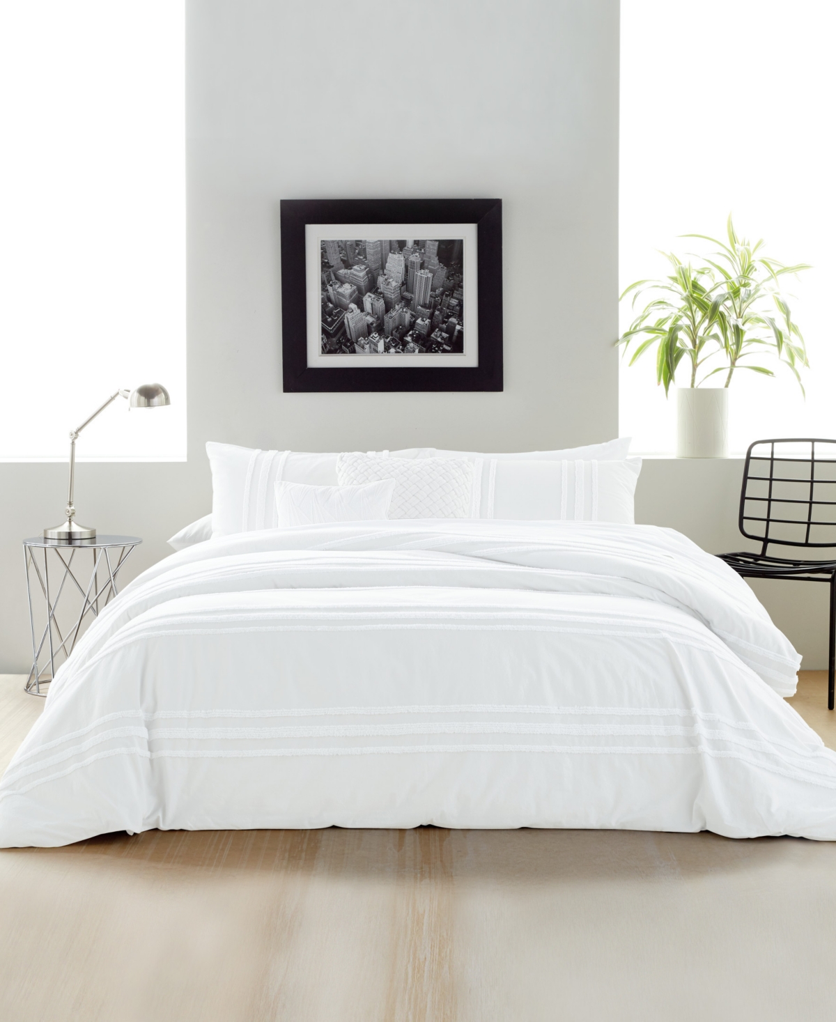 Dkny Chenille Stripe 3-pc. Comforter Set, King In White