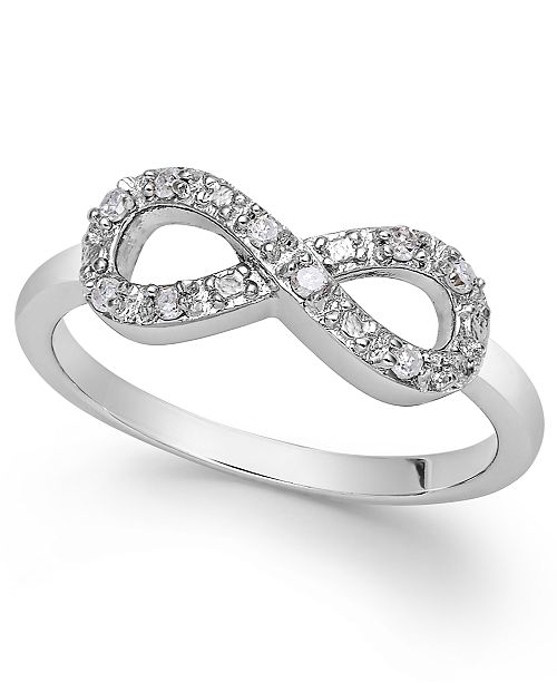 Macy's Diamond Infinity Ring in Sterling Silver (1/10 ct. t.w ...