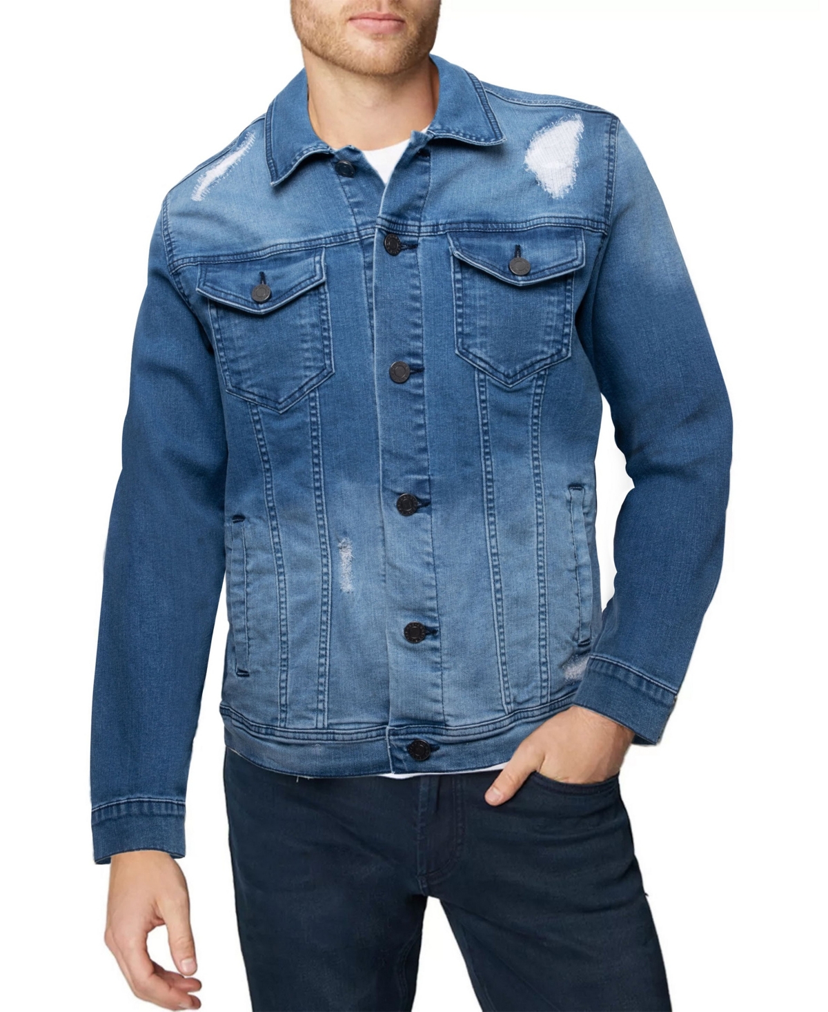 Men's Slim Washed Denim Jacket - Gray