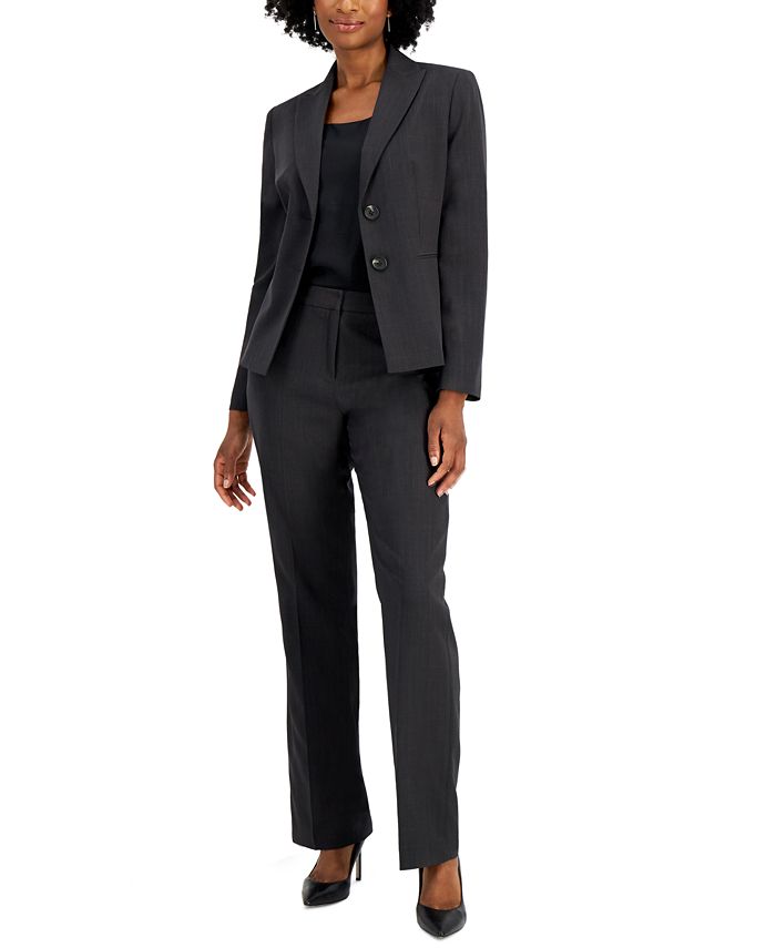 Le Suit Two-Button Straight-Leg Pantsuit - Macy's
